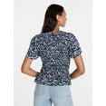 thumbnail image 4 of Time and Tru Women's Smocked Top with Short Puff Sleeves, Sizes XS-XXXL, 4 of 6