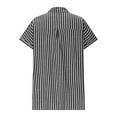 thumbnail image 5 of Ltctricy Button down Shirts for Women Striped Short Sleeve Cotton Linen Dress Shirts Casual Work Tops Collared Office Blouses, 5 of 6