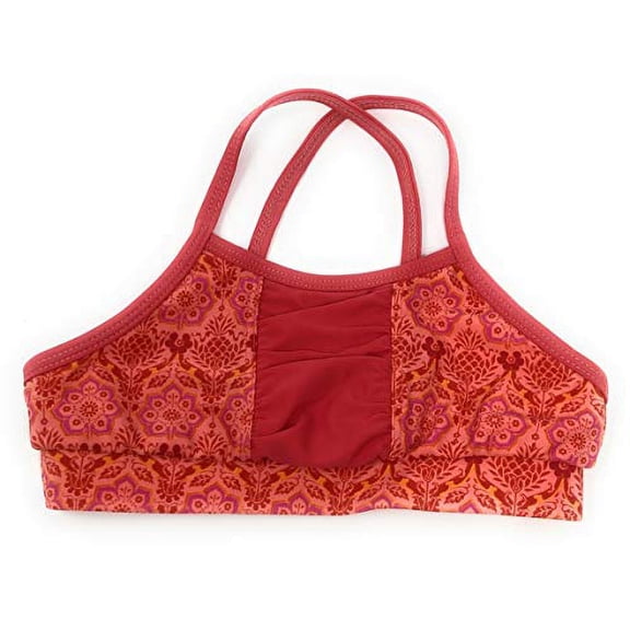 Girls Fashion Halter Cross Back Designer Tank Top Shirt for Gymnastic and Dancewear (M, Katie Coral Pink)