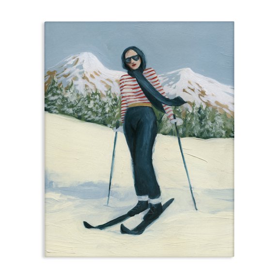 Stupell Industries Rustic Lodge Stylish Skiing Sisters Canvas Art, 16 x 20, by Grace Popp