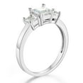 thumbnail image 3 of Wellingsale Ladies Solid 14k White Gold Polished CZ Cubic Zirconia Princess Cut Three 3 Stone Engagement Ring - Size 9, 3 of 6