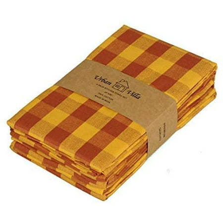 

Urban Villa Set of 6 Harvest Special Kitchen Towels 20×30 inch 100% Cotton Highly Absorbent Dish Towels Ultra Soft Bar & Tea Towels with Mitered Corners- Brick/Gold