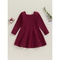 thumbnail image 4 of Bagilaanoe Toddler Baby Girl Fall Dress Long Sleeve A-line Skater Dresses 6M 12M 2T 3T 4T 5T 6T Kids Casual Solid Color Clothes, 4 of 8