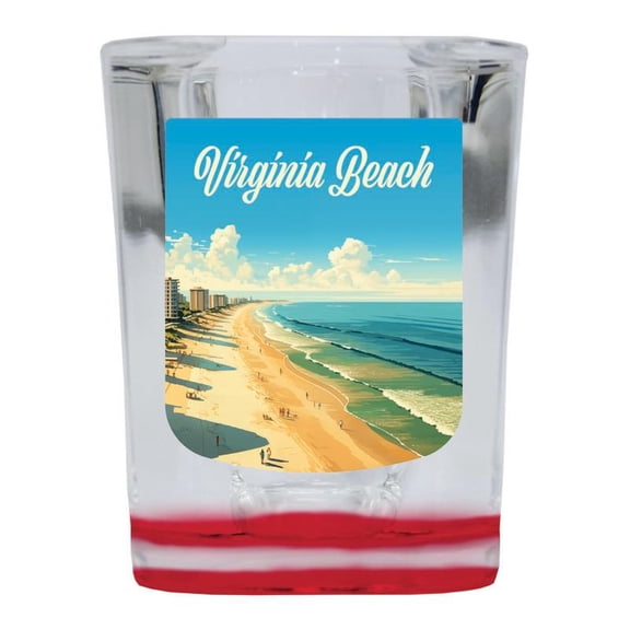 Virginia Beach, Virginia Design B Souvenir 2 oz Square Shot Glass Red