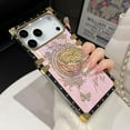 thumbnail image 3 of For iPhone 17 Pro Max Glitter Case with Kickstand, Cute Bling Diamonds Butterfly Foldable Stand Shockproof Marble Shell Aurora Floral Pattern Girl Woman Soft Cover for iPhone 17 Pro Max, Pink, 3 of 12