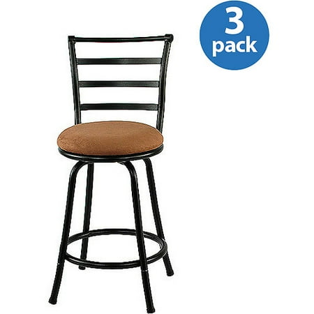 Metal Black Counter Stools - Mainstays Metal Swivel Counter Stool 24, Set of 3, Black