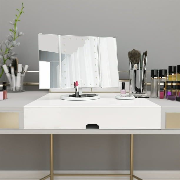 180° Rotatable Portable Travel Cosmetic Mirror USB/Batteries Powered