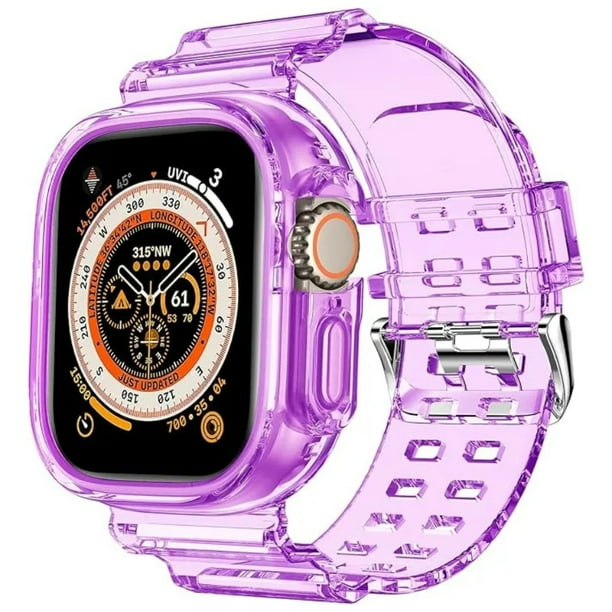 Correa de Silicona Transparente con Case para Apple Watch, Compatible con Todas las Series