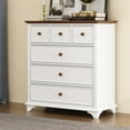thumbnail image 3 of Wooden Captain 6 Drawer Dresser,Modern Wood Dresser Chest Organizers for Bedroom Living Room Kids' Room,White+Walnut, 3 of 7