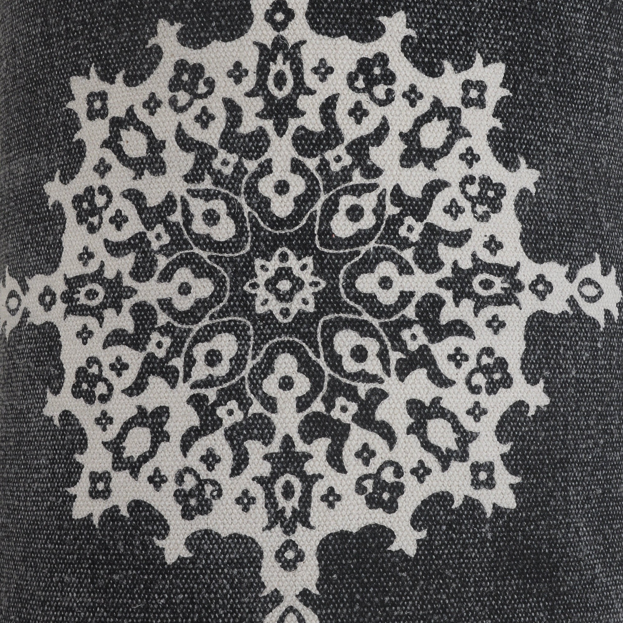 Laddha Home Designs Handwoven Medallion Cotton Lumbar Pillow Cover - 36" - Gray and White