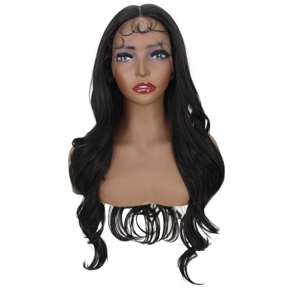 LUXLUXE Liza 27.5” Mid-part HD Lace Front Long Wavy Natural Looking Wig With Pre-cut Baby Hair, Heat Resistant Fibers, (Multiple Color Option)