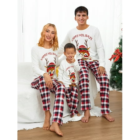 

wybzd Matching Family Pajamas Sets Christmas Elk Pjs for Couples Kids Baby Jammies Sleepwear