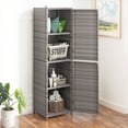 thumbnail image 2 of Uforic Brown Single-Door Storage Cabinet, 45×40×160cm, Black Iron Frame & PE Rattan, Adjustable Shelves, Anti-Tipping Kit, Adjustable Feet, 2 of 11