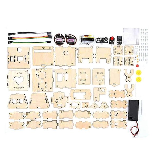 Programmable Dual Intelligent Programmable Welcome Robot Kit - DIY Science Experiment for Youth, STEAM Education Model