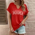 thumbnail image 2 of Camisas Penkiiy Mama para mujeres Mama Carta Print Tee Mom Regalo Camisa de manga corta Día de las Madres Tops 2XL Rojo, 2 of 5