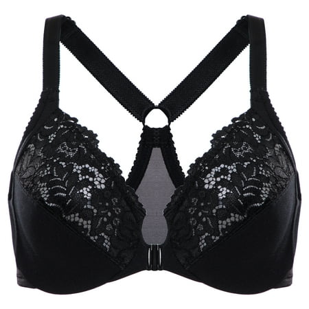 

DELIMIRA Women s Front Closure Full Coverage Lace Underwire Racerback Bra