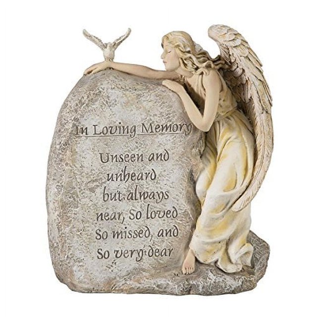 Fox Valley Traders Pierre de Jardin Ange Mémoire Amoureuse, Statue Commémorative en Résine 8 12” Grand x 11” Haut