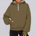 thumbnail image 4 of ZUKMRJPC Women's Quarter Zipper Sweatshirt Fall Fashion Solid Color Soft Comfy Hooded Sweatshirt Casual Loose Long Sleeve Pullover Tops, 4 of 5