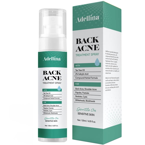 Spray corporal para acné Adellina con ácido salicílico y árbol de té 120 ml