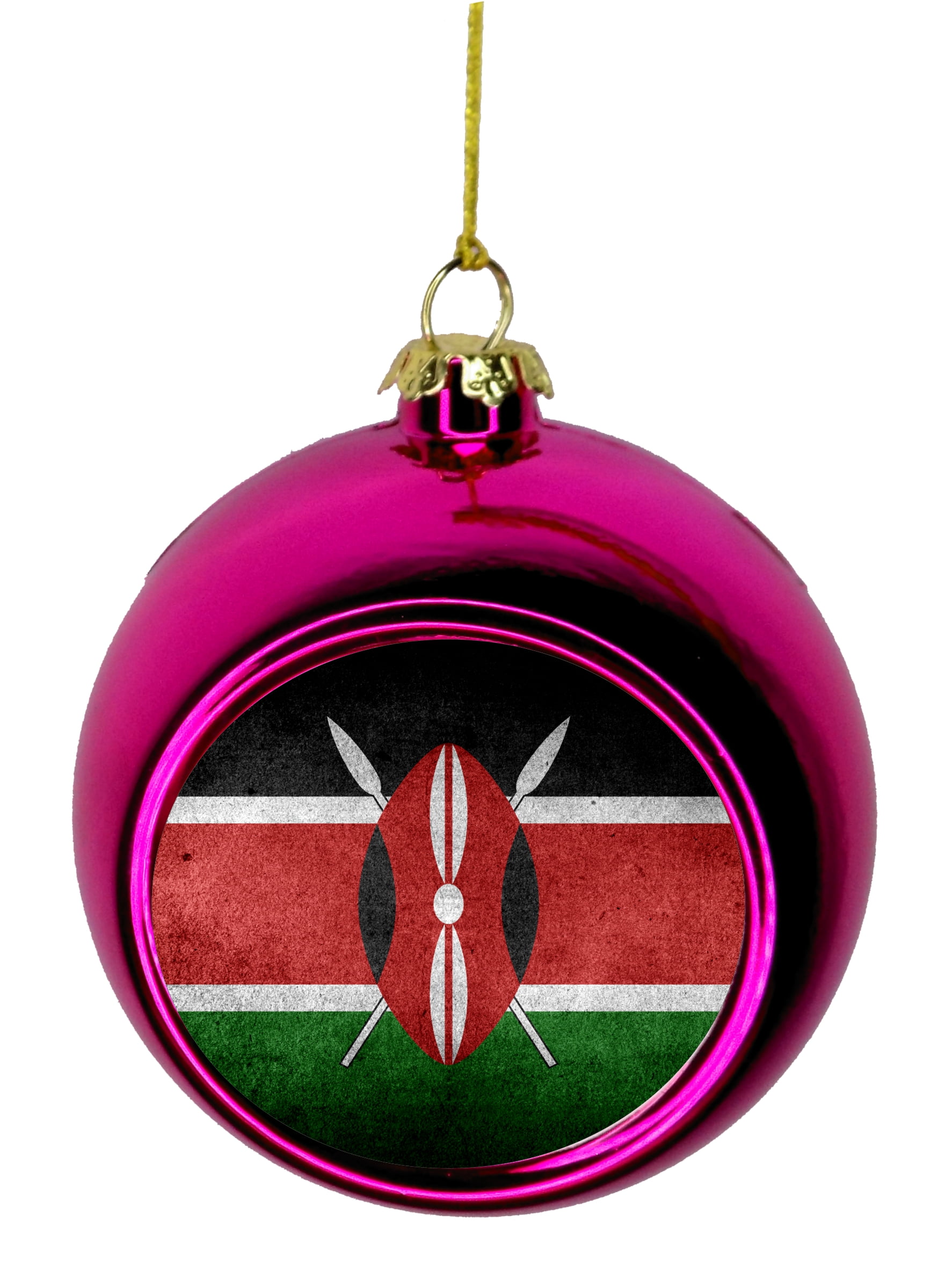 Flag Kenya Kenyan Grunge Flag Christmas Ornaments Pink Bauble