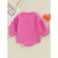 thumbnail image 5 of 0-18M Infant Baby Girl Valentine's Day Romper 3M 6M 12M 18M Letters Embroidery Long Sleeve Bodysuit Spring Outfit, 5 of 10