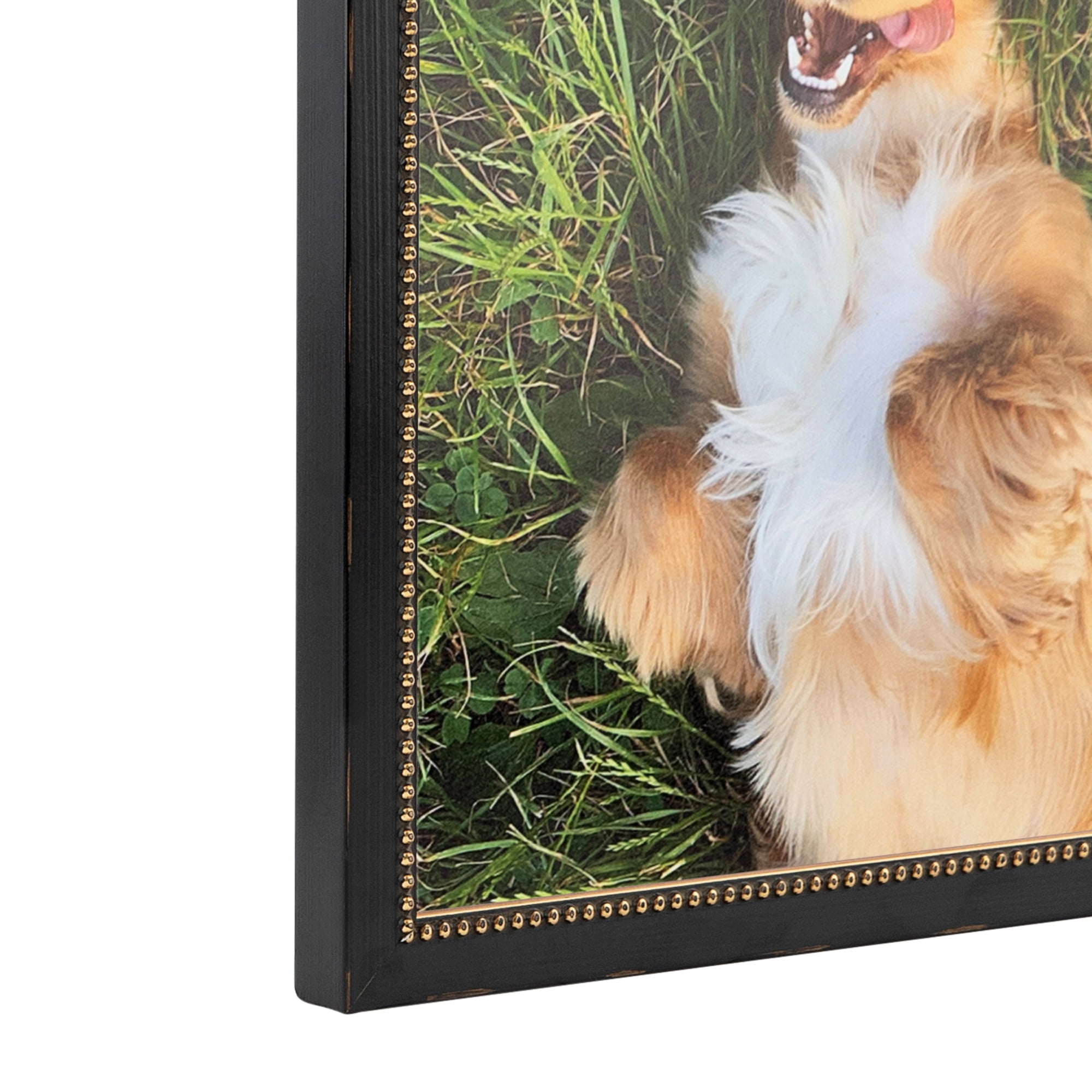 ArtToFrames 18" x 24" Black Square with Gold Beads Picture Frame, 18x24 inch Black Wood Poster Frame (WOM-5021), 2 Pack