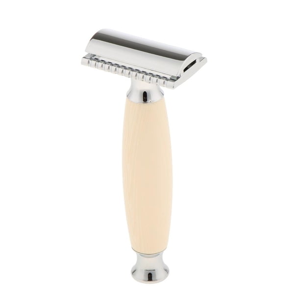 Maquinilla de afeitar de seguridad de doble filo para hombre, afeitadora clásica de aleación, mango de madera n.º 4 Colcomx Afeitadora de afeitado Munal Safety