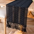 thumbnail image 2 of Table for Home Decor with Tassels 72 Inches Long Farmhouse Rustic Table Runner Cream & Brown Macrame Burlap Fall Table Decoration for Living Room Bridal Shower (12x72 Inches), 2 of 5