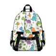 thumbnail image 3 of White Floral Dinosaurs Pattern Cute School Backpack Bag for School with Padded Back and Adjustable Shoulder Straps 15.25"x11.5"x5.25", 3 of 5