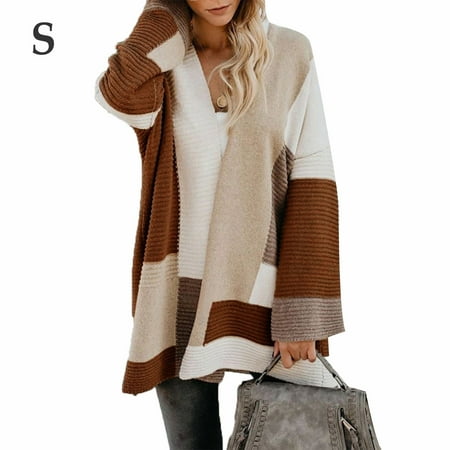 

BESTHUA Casual Knitted Cardigan Geometric Mixed Color Sweater for Girls