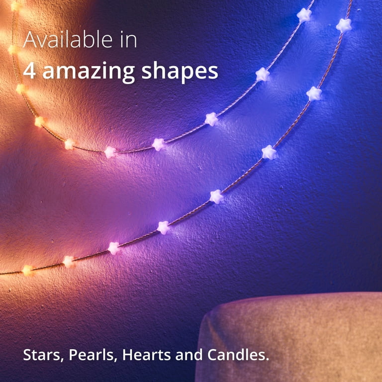 Twinkly Candies App-Controlled Star-Shaped LED Light String with 100 RGB  (16 Mil. Colors) 6 M/19.7 FT. Clear Wire. USB-C-Powered. Smart Home String 