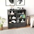 thumbnail image 2 of Topbuy 4-Tier Bookcase w/Storage Drawer Modern Storage Shelf w/3-Tier Open Shelf Freestanding Display Shelf Grey, 2 of 8