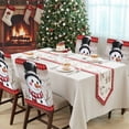 thumbnail image 4 of Cute Snowman Chair Covers Set of 8 Wood Grain Red Black Plaid Winter Christmas Chair Back Covers Stretch Removable Washable Slipcovers Protector for Dining Room Kitchen Party Decor, 4 of 5
