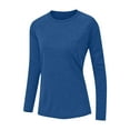 thumbnail image 6 of Nfurl Thumb Hole Long Sleeve Shirts for Women Plus Size Slim Fit Solid Color Crewneck Tops 2025 Fall Clothes Workout Top Blue XXXL, 6 of 6