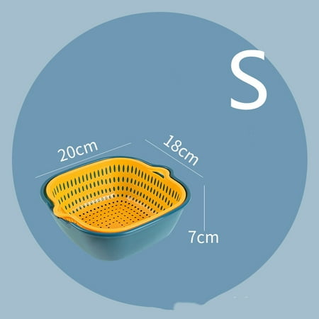 

Homeex Household Kitchen Multifunctional Plastic Drain Basket Yellow Blue S
