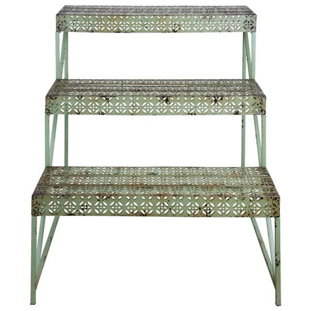 Esschert Design USA IH015 Metal Industrial Heritage Rectangular Etagere, Green