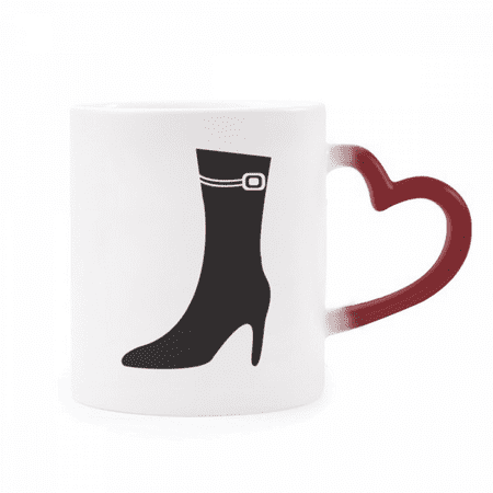 

Simple Graphics Black High Heels Outline Heat Sensitive Mug Red Color Changing Stoneware Cup