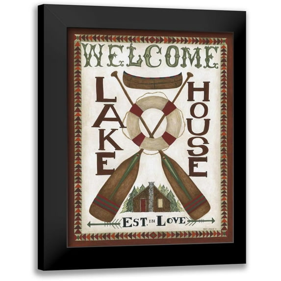 Shamp, Cindy 12x14 Black Modern Framed Museum Art Print Titled - Lake House Welcome