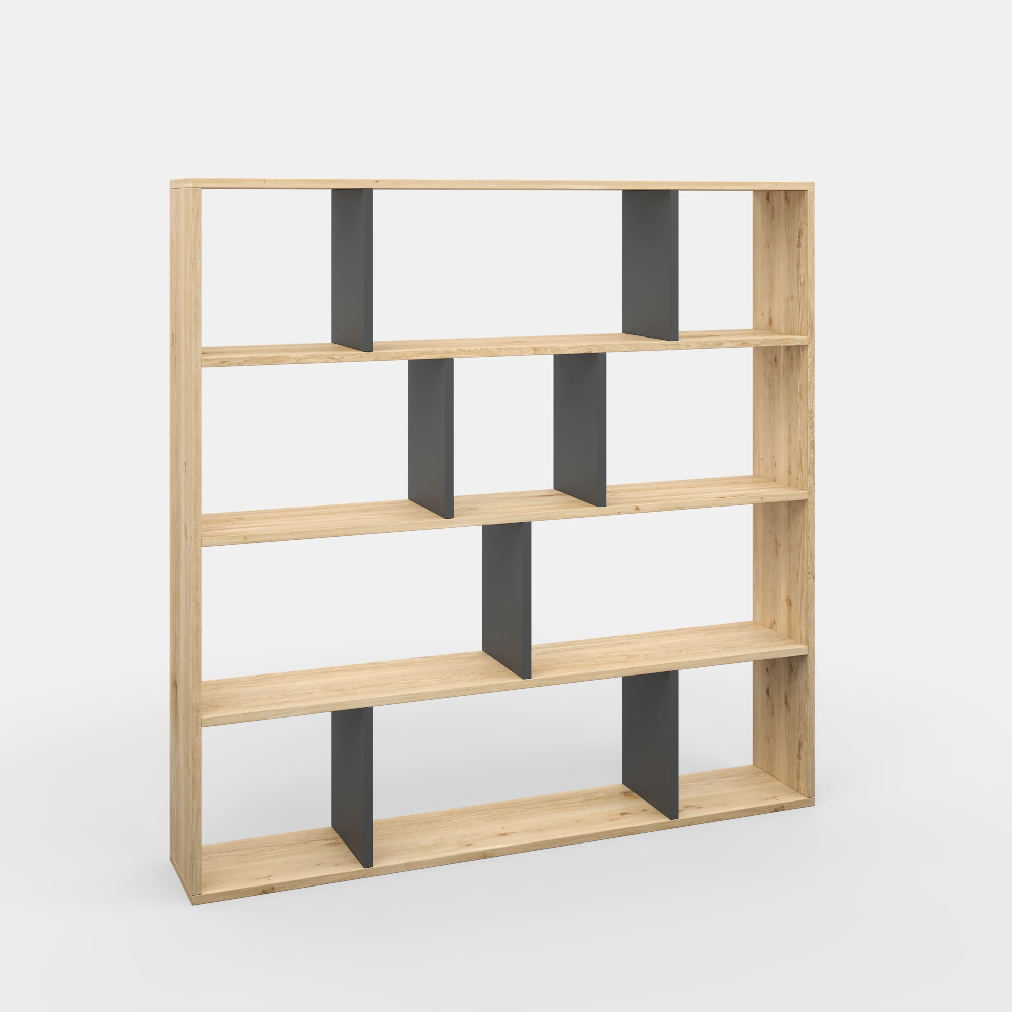 Ada Home Decor Hobdi 4 Tier Open Shelf Cube Modern Bookcase, Oak/Anthracite