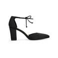 thumbnail image 3 of BLISSFUL STEP Women's High Block Heels Pointed Toe Ankle Strap Dress Shoes​ Black-faux Suede 7.5, 3 of 8