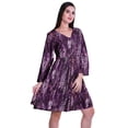 thumbnail image 3 of Moomaya Robe Courte Évasée Imprimée de Designer, Manches Longues, Tunique en Velours, Robes pour Femmes, 3 of 6
