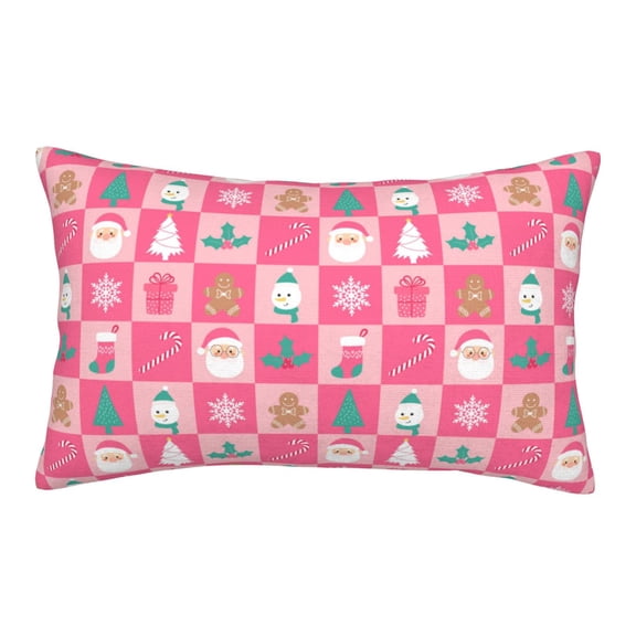 Fuzoiu Pink Christmas Cheer Print Fuzzy Pillowcases, Super Soft Pillow Case Cover with Zipper for Bedroom, Sofa, Couch,Cozy Pillow Shams for All Seasons-14"x20"