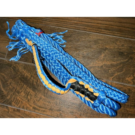 Mutton Rope Poly 5/5 Right & Left Hand- 13/16" x 7/8" Soft - EPT Mutton Riding Rope 7' (Blue, 7 Ft)