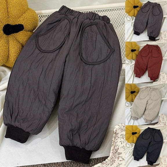 breaise Baby Kids Winter Snow Pant Puffer Down Lightweight Trousers for Boys Girls Warm Cinch Bottom Sweat Pants