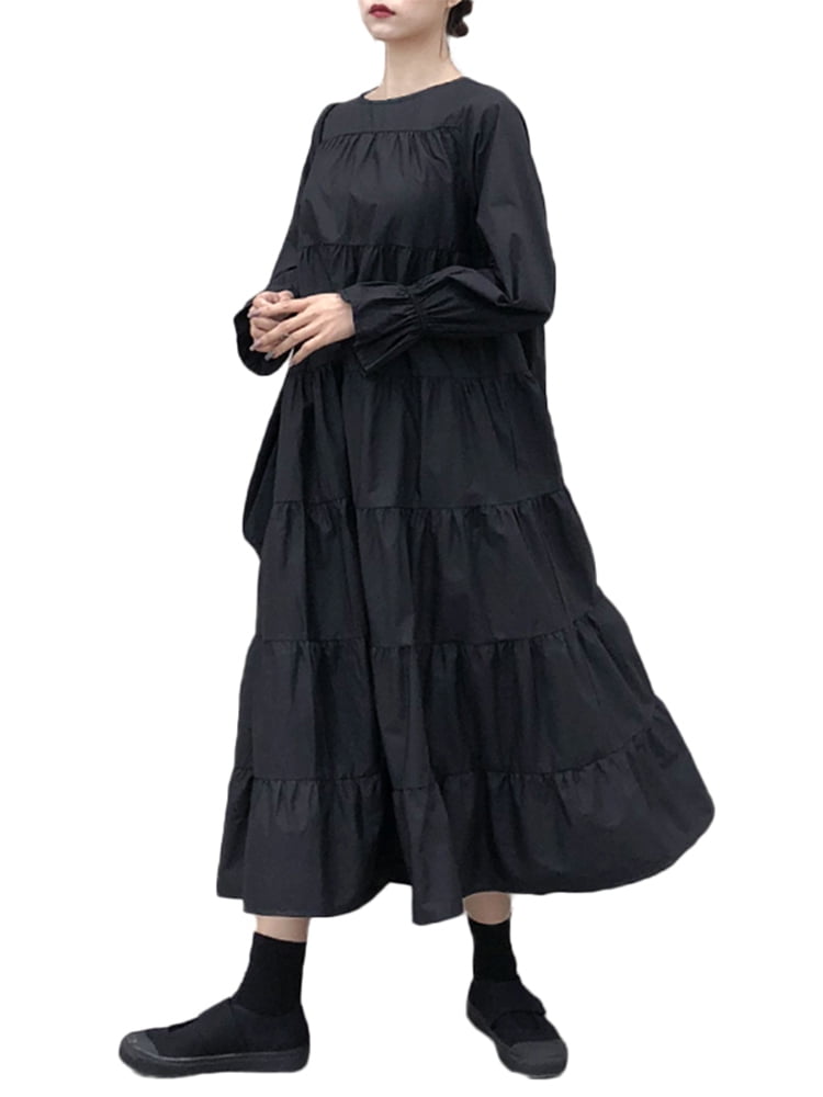 round neck plain maxi dress
