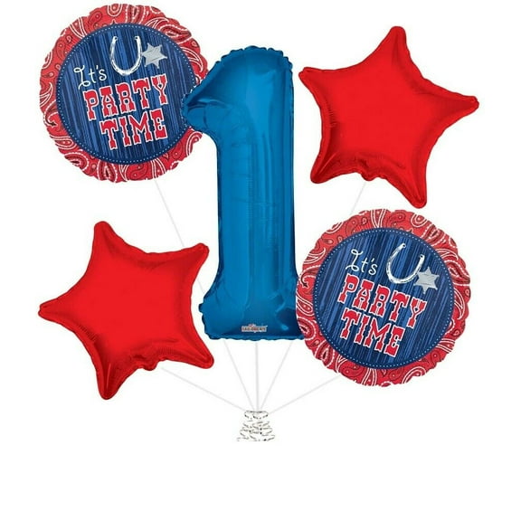 1st Red & Blue Bandana Birthday Balloons Decoration Supplies Party Time Rodeo