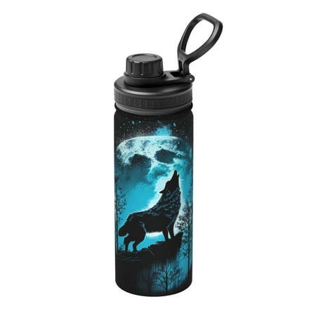 

Salouo Blue Full Moon Wolf for 18oz Stainless Steel Vacuum Insulated Tumbler Coffee Travel Mug Spill Proof with Lid Thermos Cup for Keep Hot/Ice Coffee Tea and Beer
