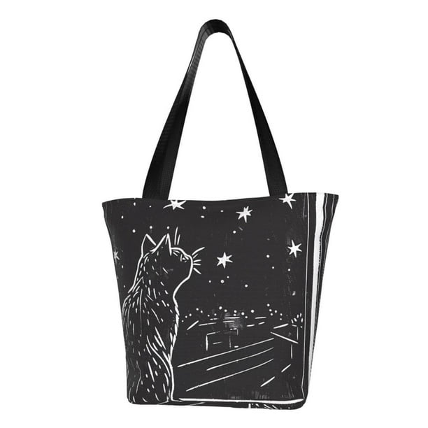 Easygdp Star Gazing Cat Illustration Bolso de Hombro para Mujer, Bolso Bandolera y Cartera de Mano Elegante para Uso Diario