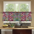 thumbnail image 4 of Yayeee Kitchen Curtains Tier Set of 2 Light Filtering 57"x36" Over Sink Window Panels, Colorful Block Pattern, 4 of 7