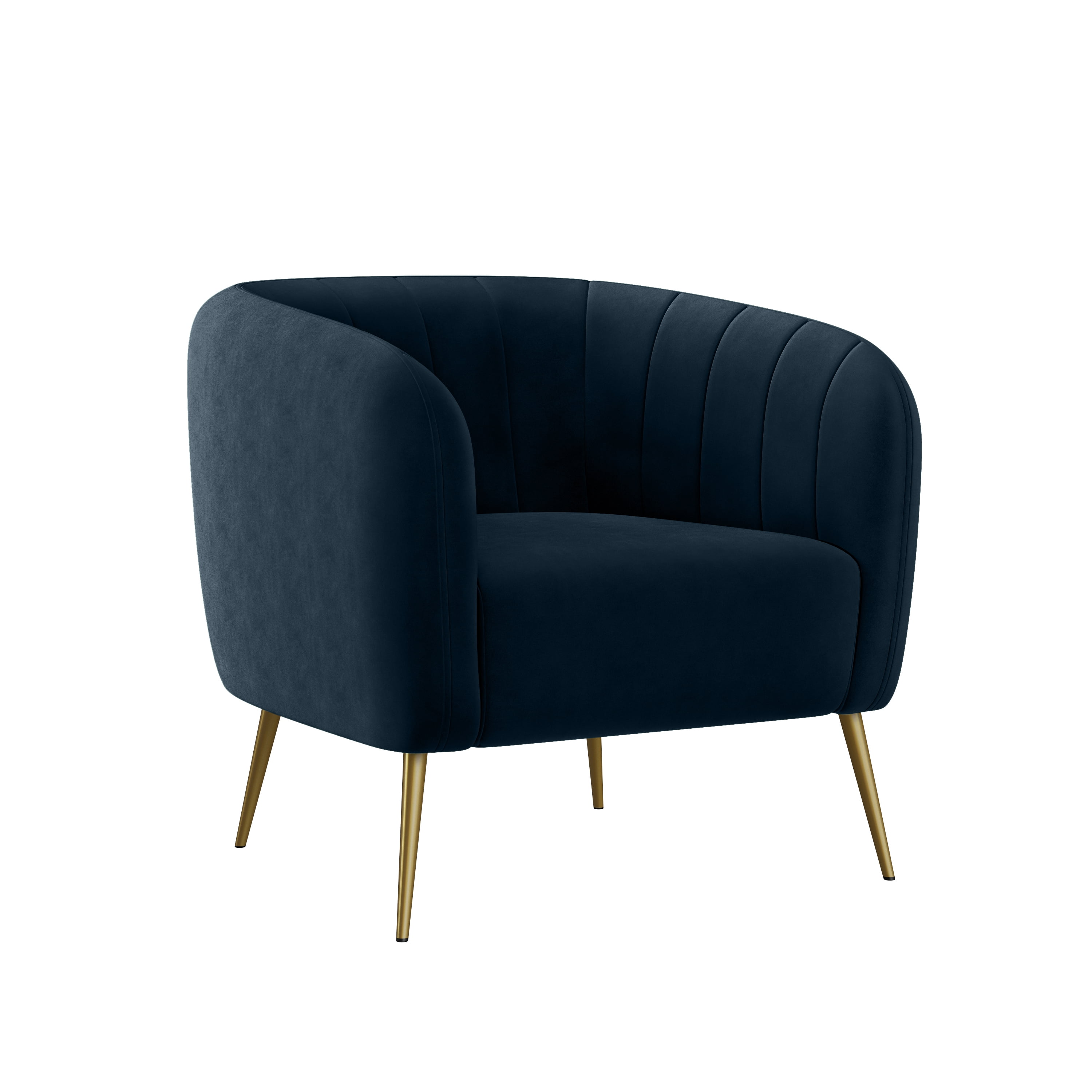 Homesvale Villare Channel-Tufted Barrel Chair, Navy Blue - Walmart.com